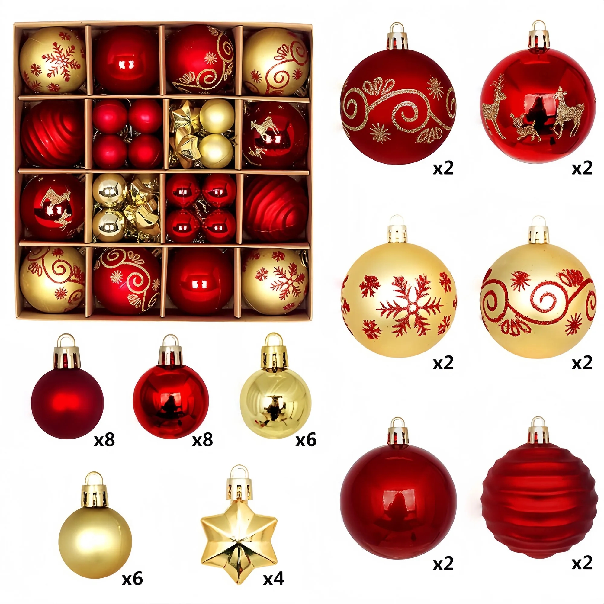 Premium Christmas Bauble Set With Unique Designs 15