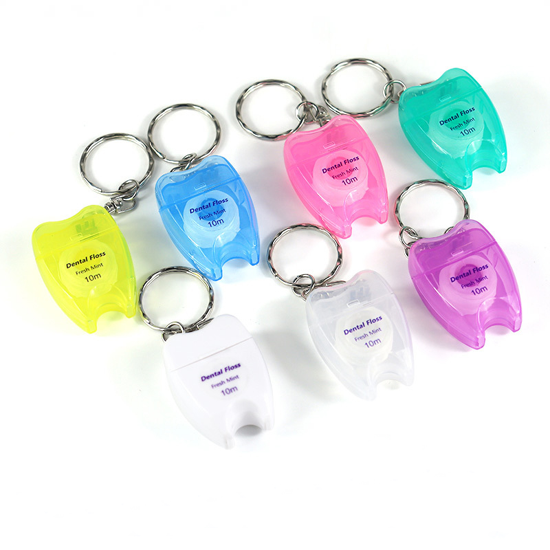 Portable Tooth Shaped Dental Floss Keychain 2