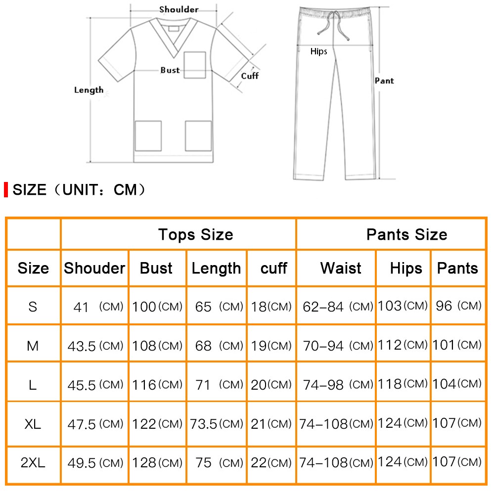 Nursing Uniforms Medical Workwear V-Neck Sets Tops+Pants 4