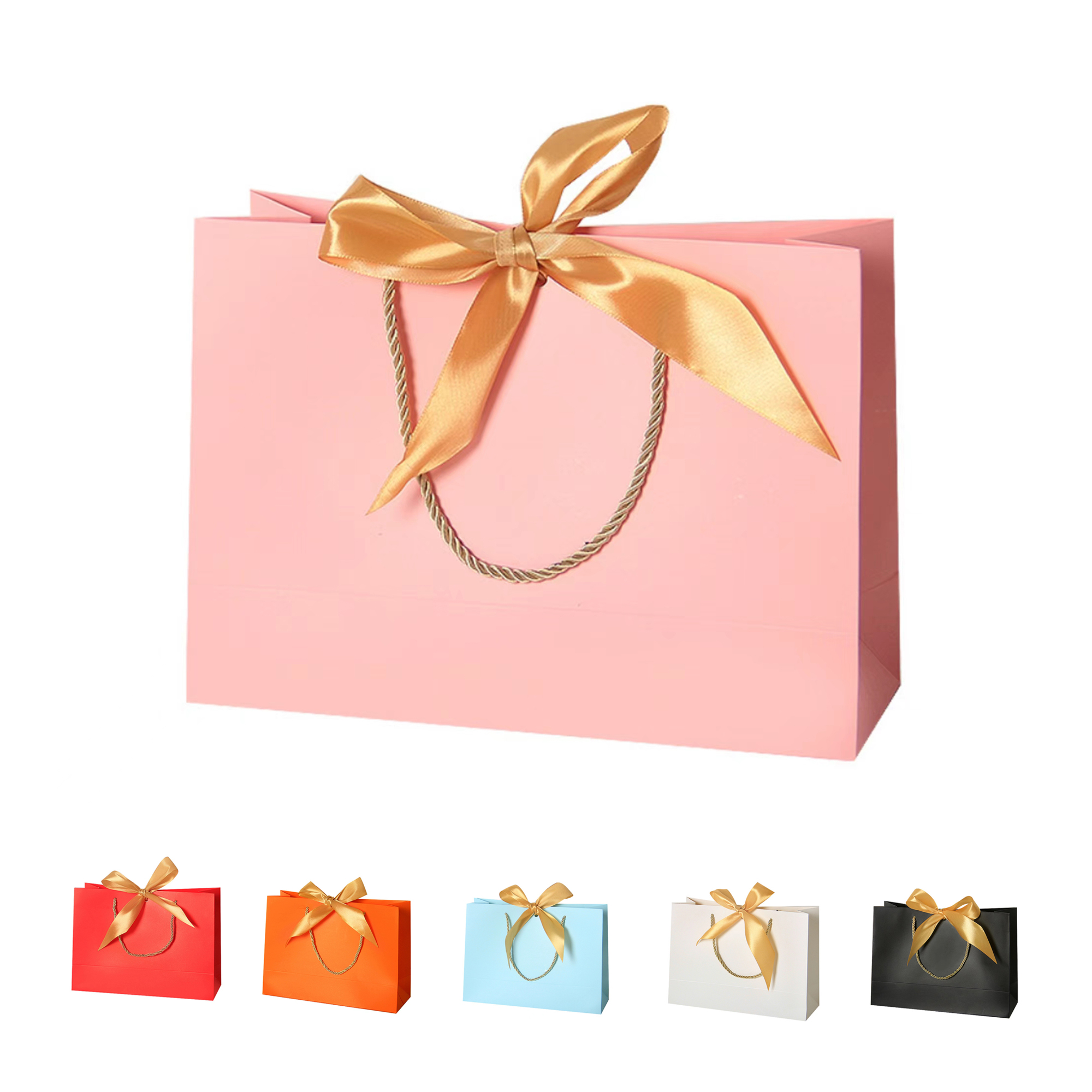 Horizontal Paper Gift Bag with Bow Ribbon 1