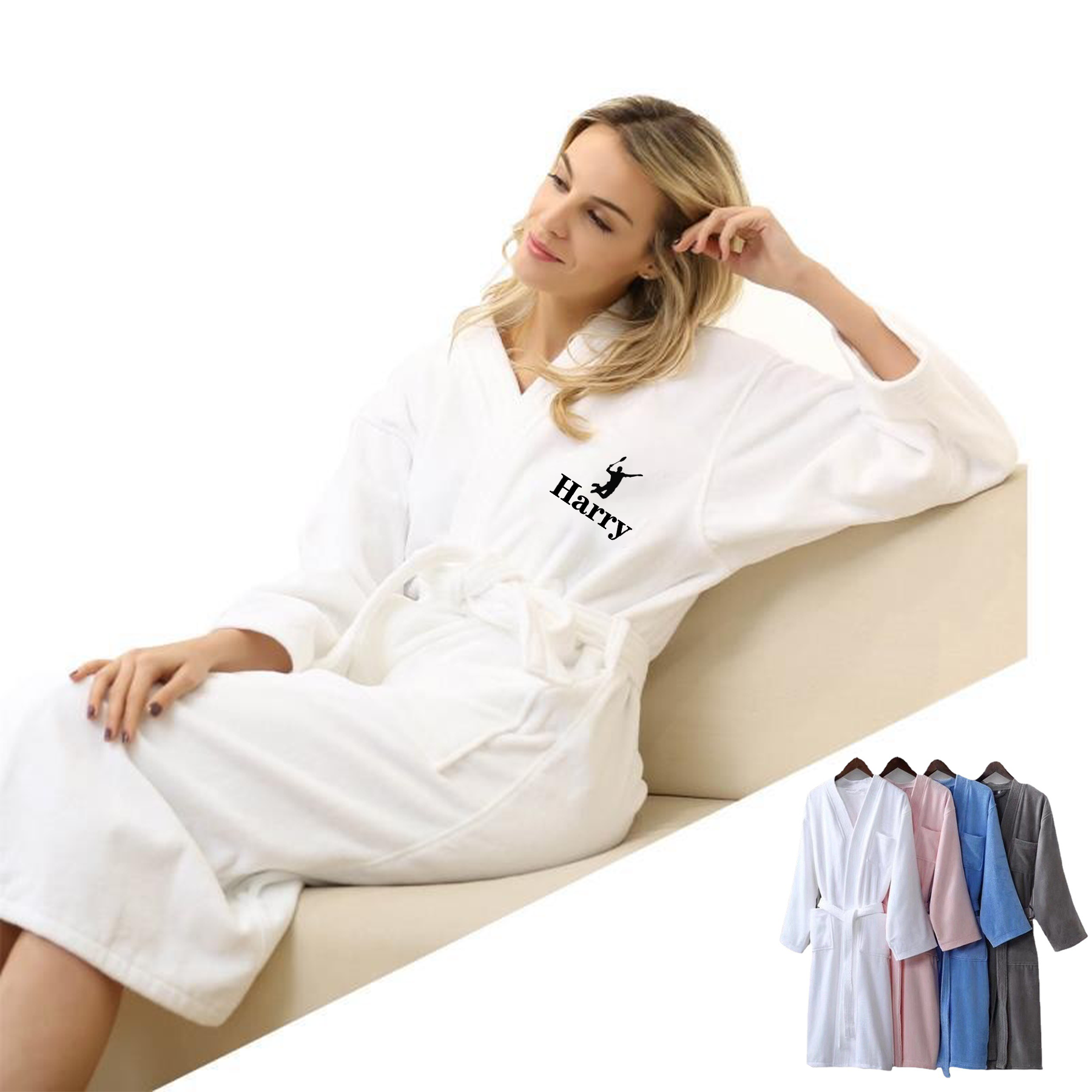 Lightweight Long Waffle Kimono Unisex Spa Robe 2
