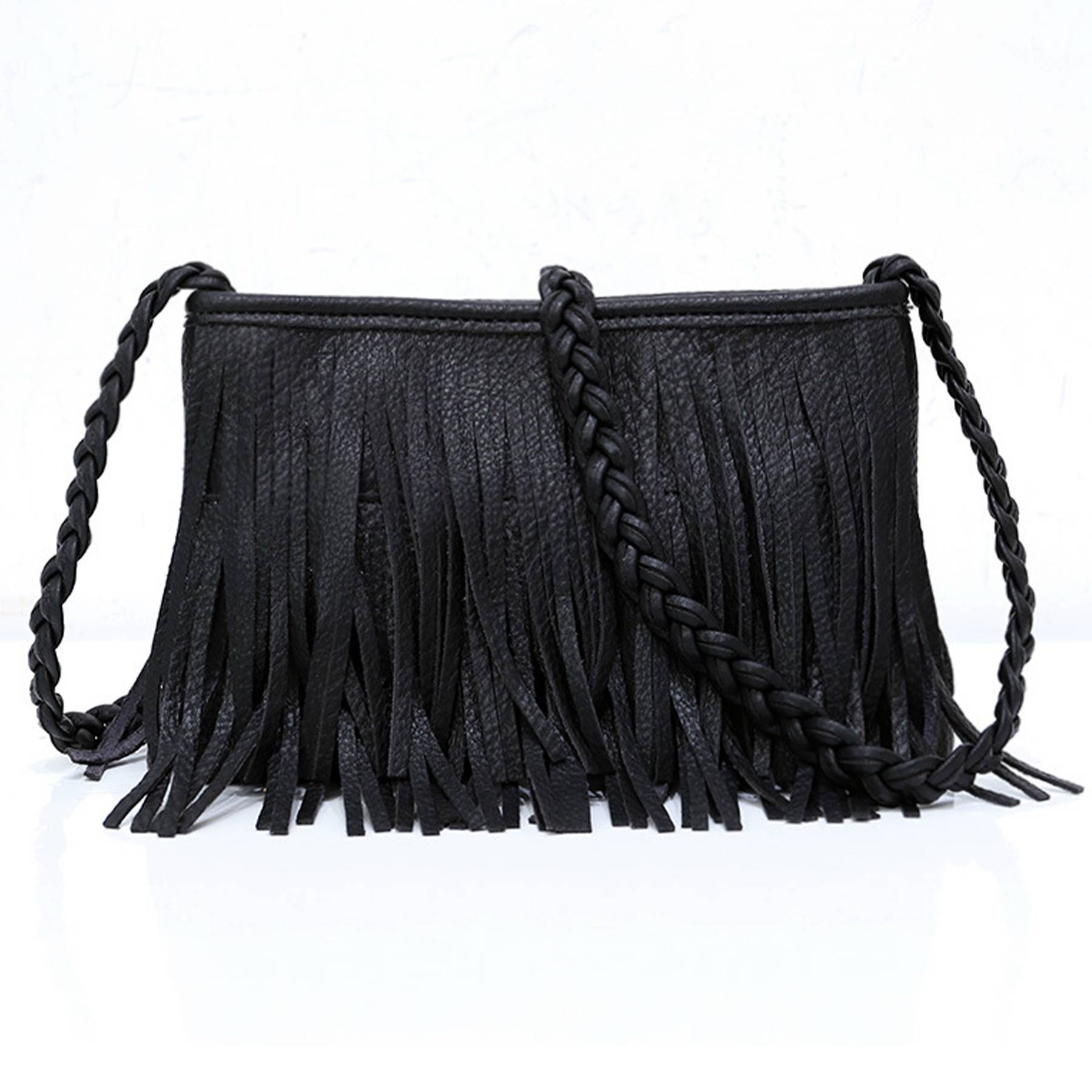 PU Hand-woven tassel shoulder cross-body bag 7