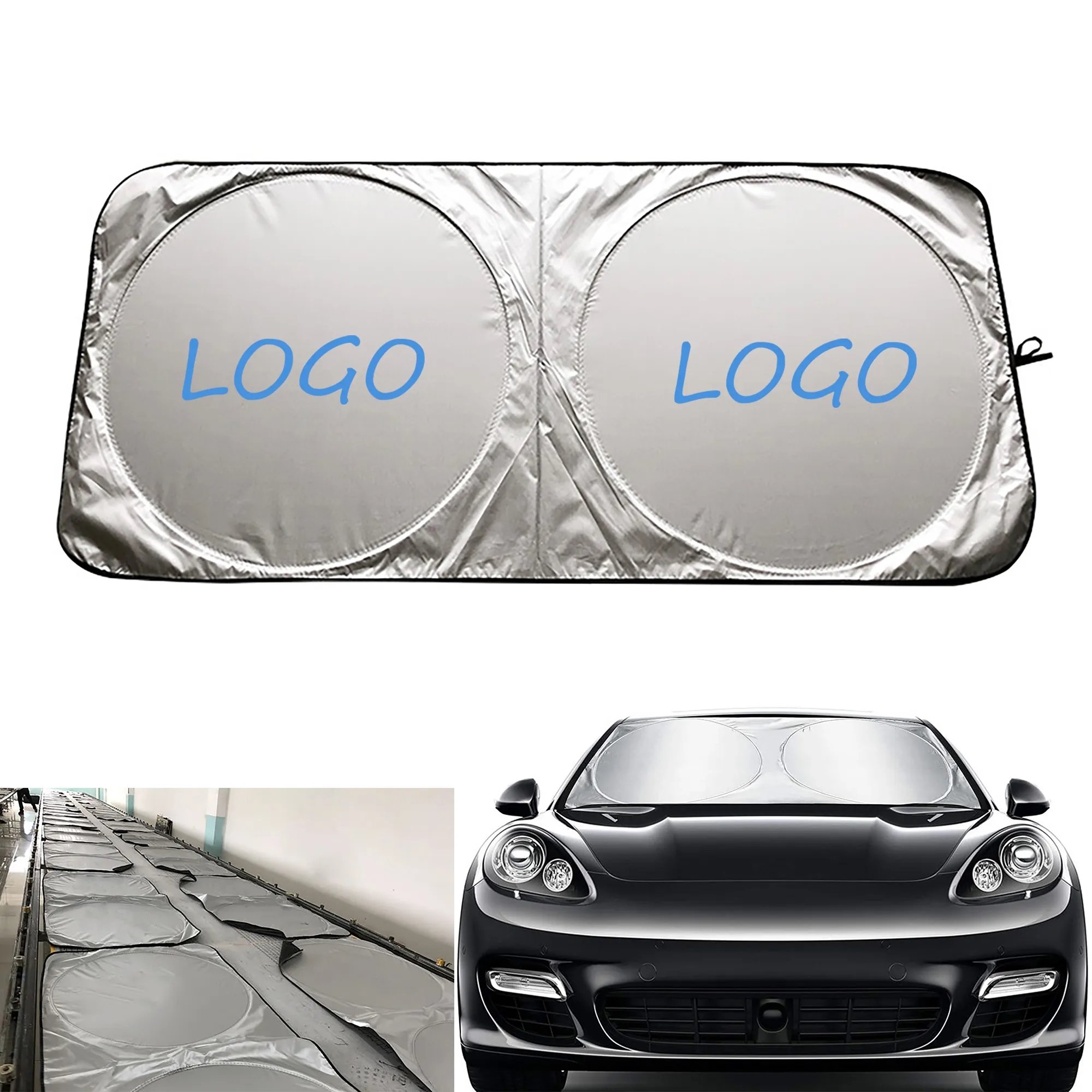 27.5" x 59" Car Folding Front Windshield Sunshade MOQ 50pcs 2