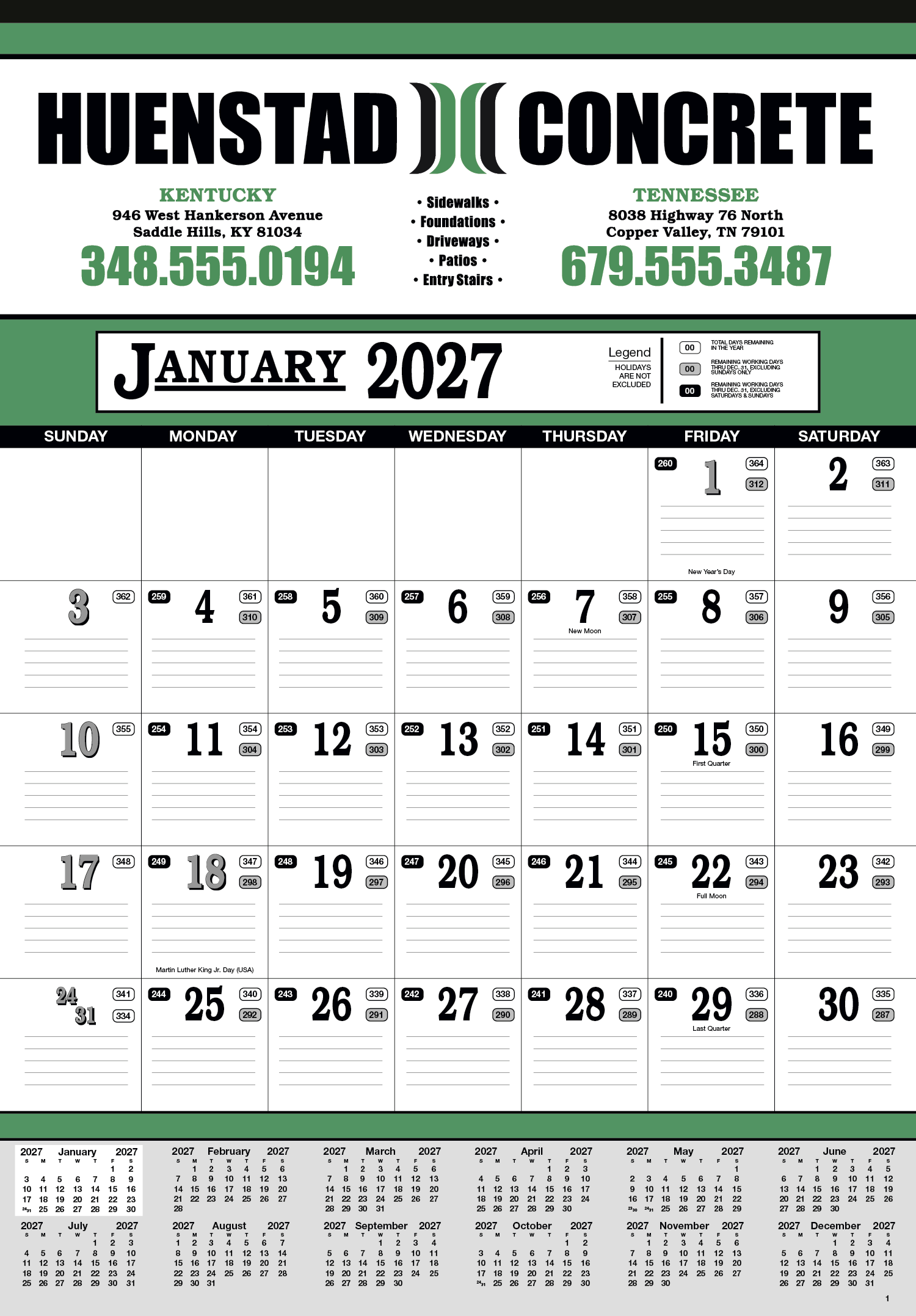 Skinner & Kennedy® Contractor's 13-Sheet Calendar 5