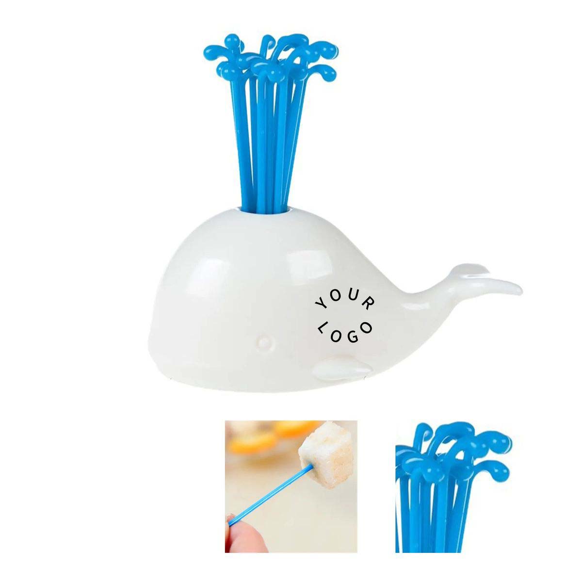 Whale Shaped ABS Fruit Fork Set with Holder 1