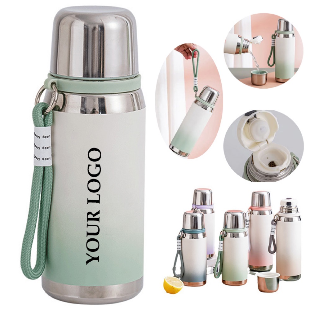 800ml Gradient Color Tea Mug Lid 316 Stainless Steel Vacuum Insulated Water Bottle, custom water bottle with logo imprint 2