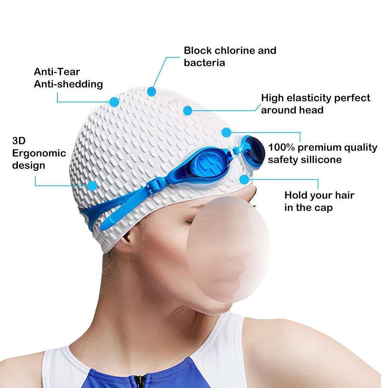 Adults Water Drop Waterproof Silicone Swim Cap 2