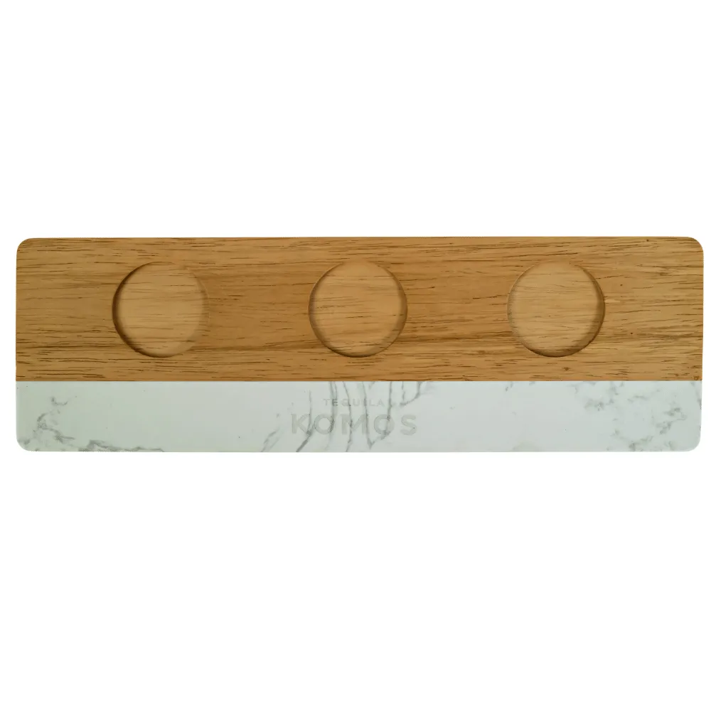 Marble & Bamboo Hybrid Tasting Flight Tray 4