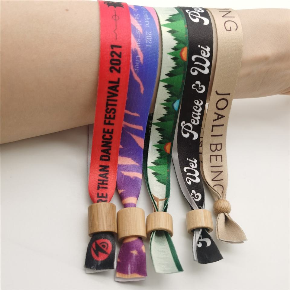 Full color Polyester Wristband with Bamboo Buckle 3