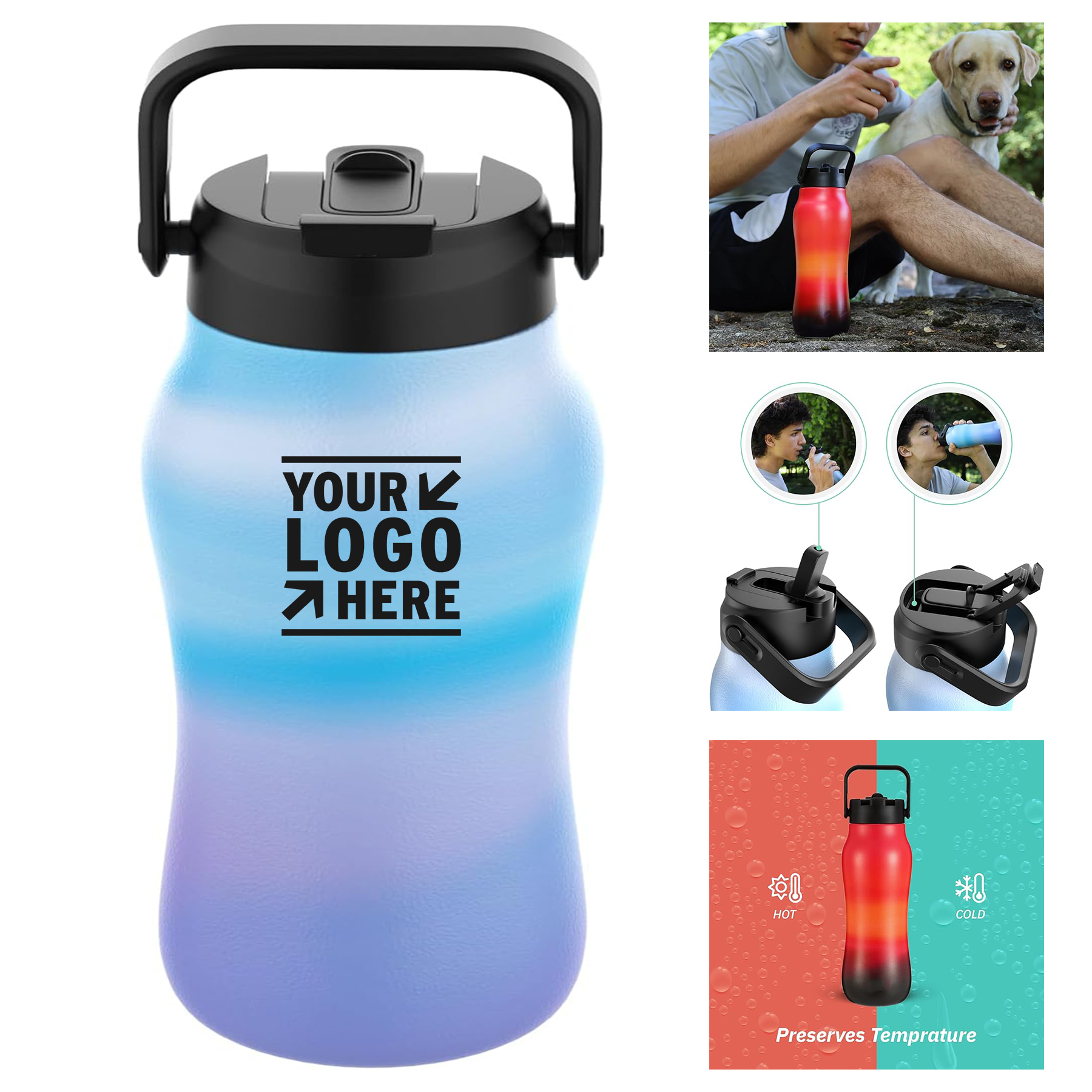 Keep Water Cold For 24 Hours Insulated Leakproof Stainless Steel Metal Water Bottle With Straw 2