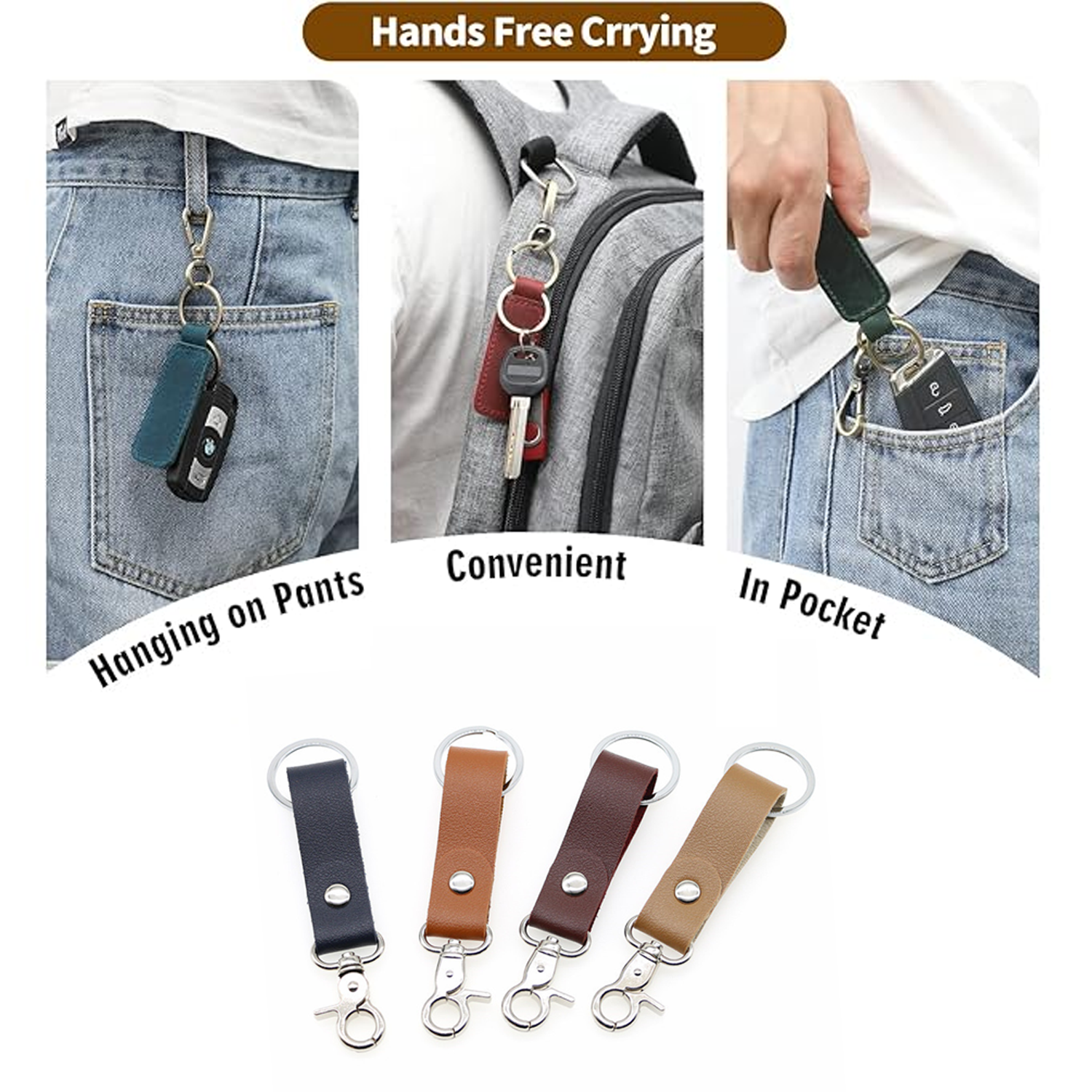 PU Leather Keychain with Swivel Hook 5