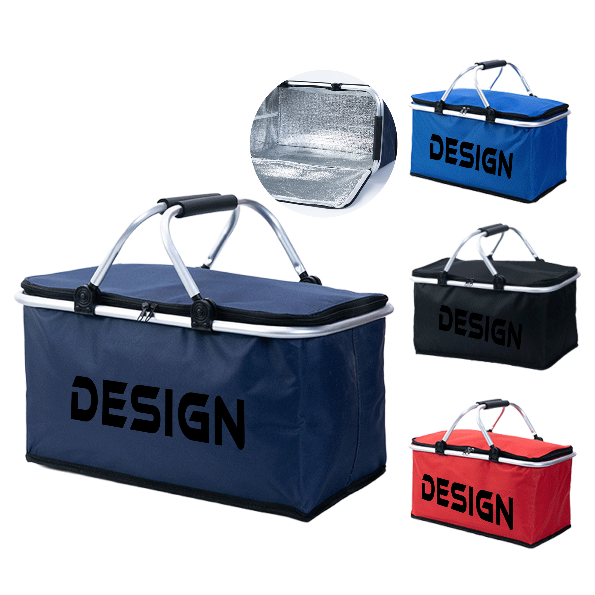 MOQ 50 Portable Foldable Picnic Basket Insulated Lunch Bag 3