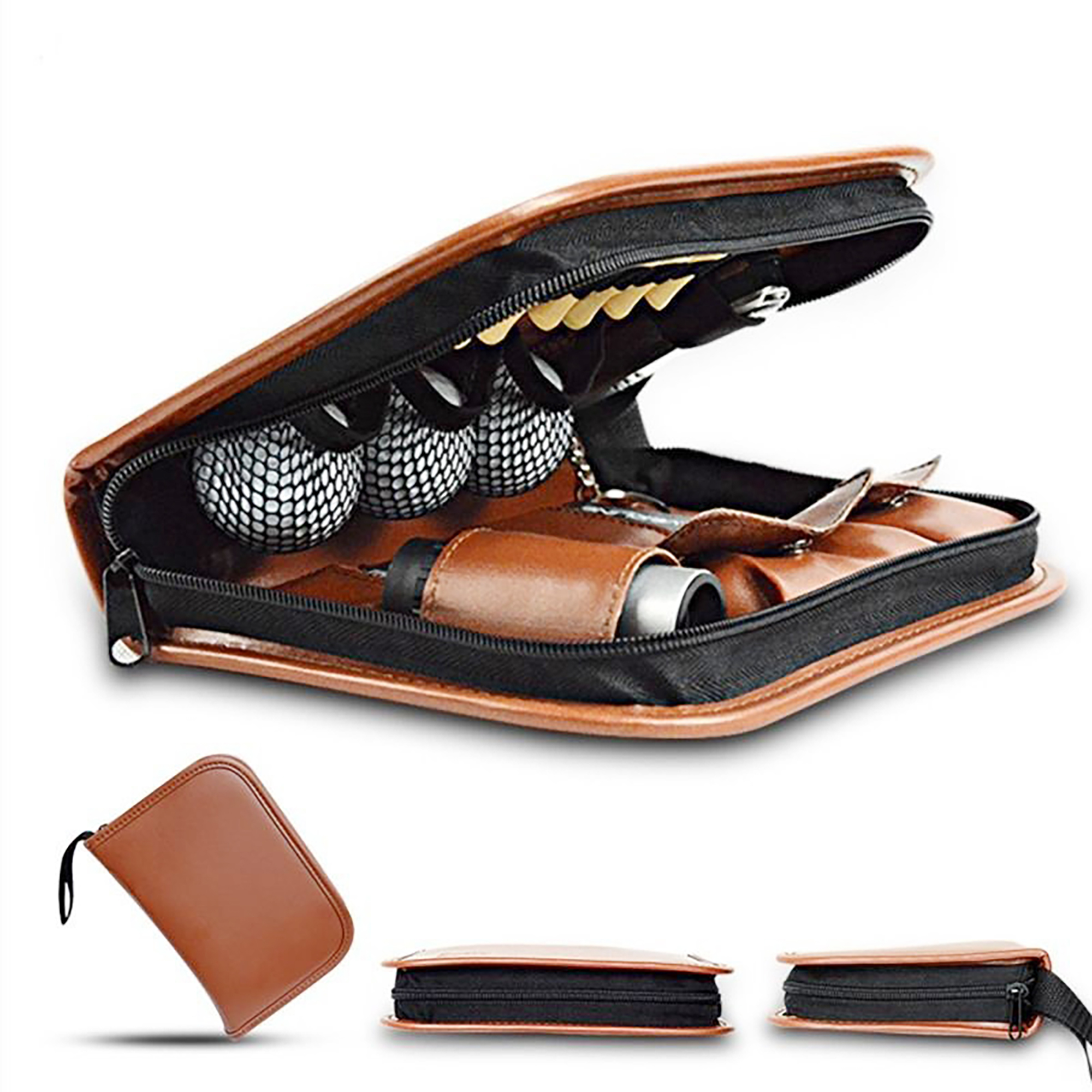 Compact Leather Golf Accessory Storage Bag 8