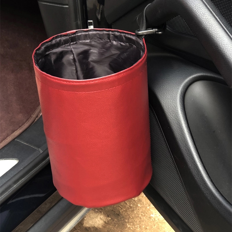 Collapsible Waterproof Portable PU Leather Car Trash Can 10