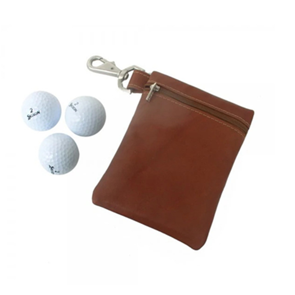 Leather Golf Ball Bag With Zipper Closure 3