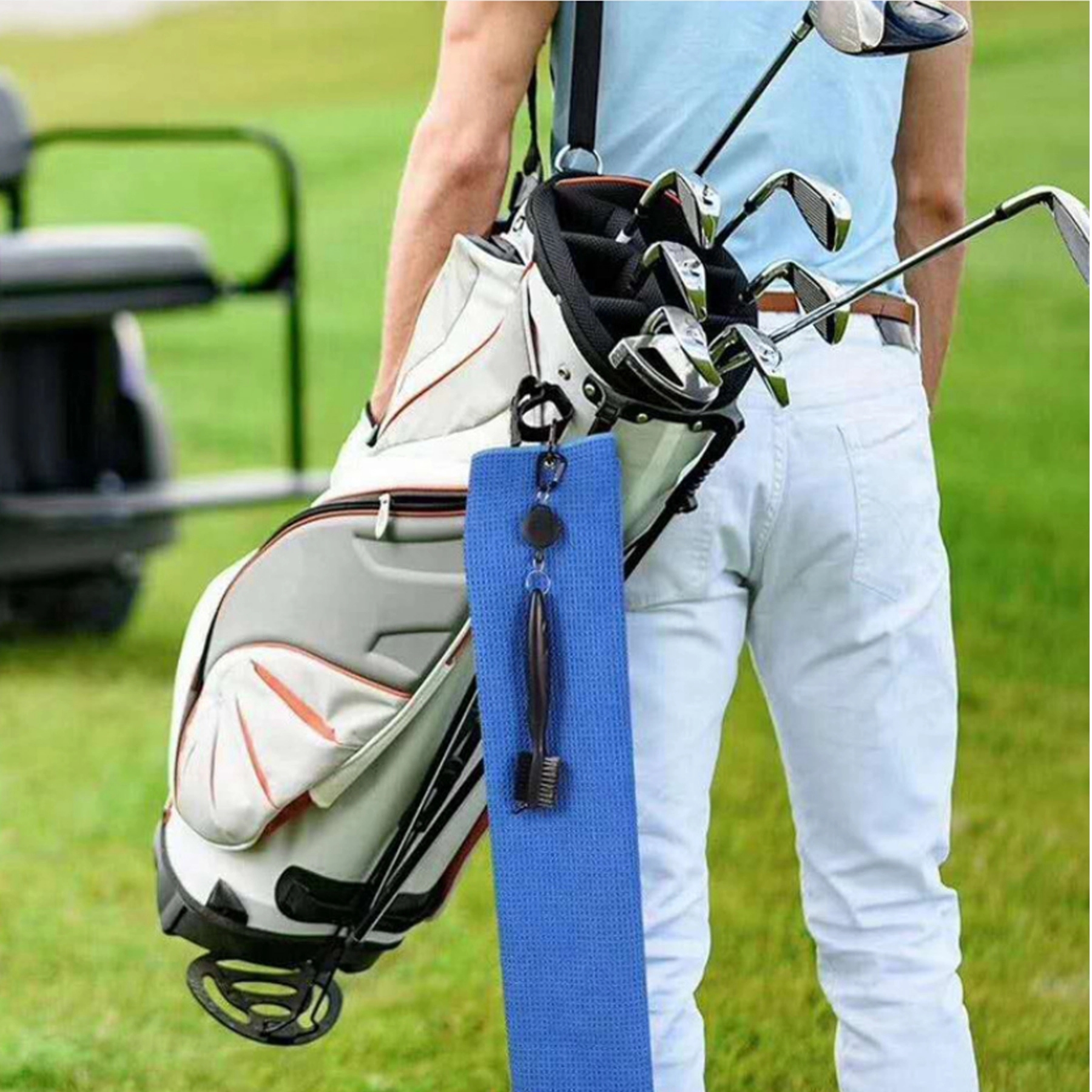 Microfiber Waffle Pattern Golf Towel With Clip 3