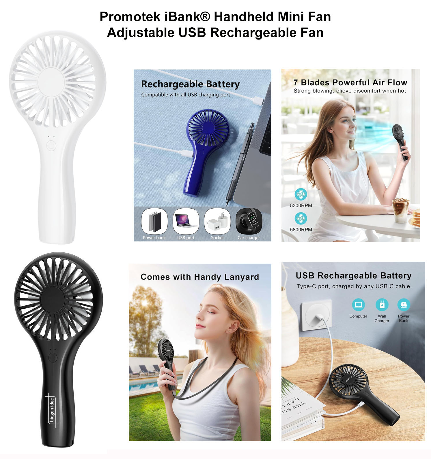 iBank ® USB Rechargeable Handheld Fan 1