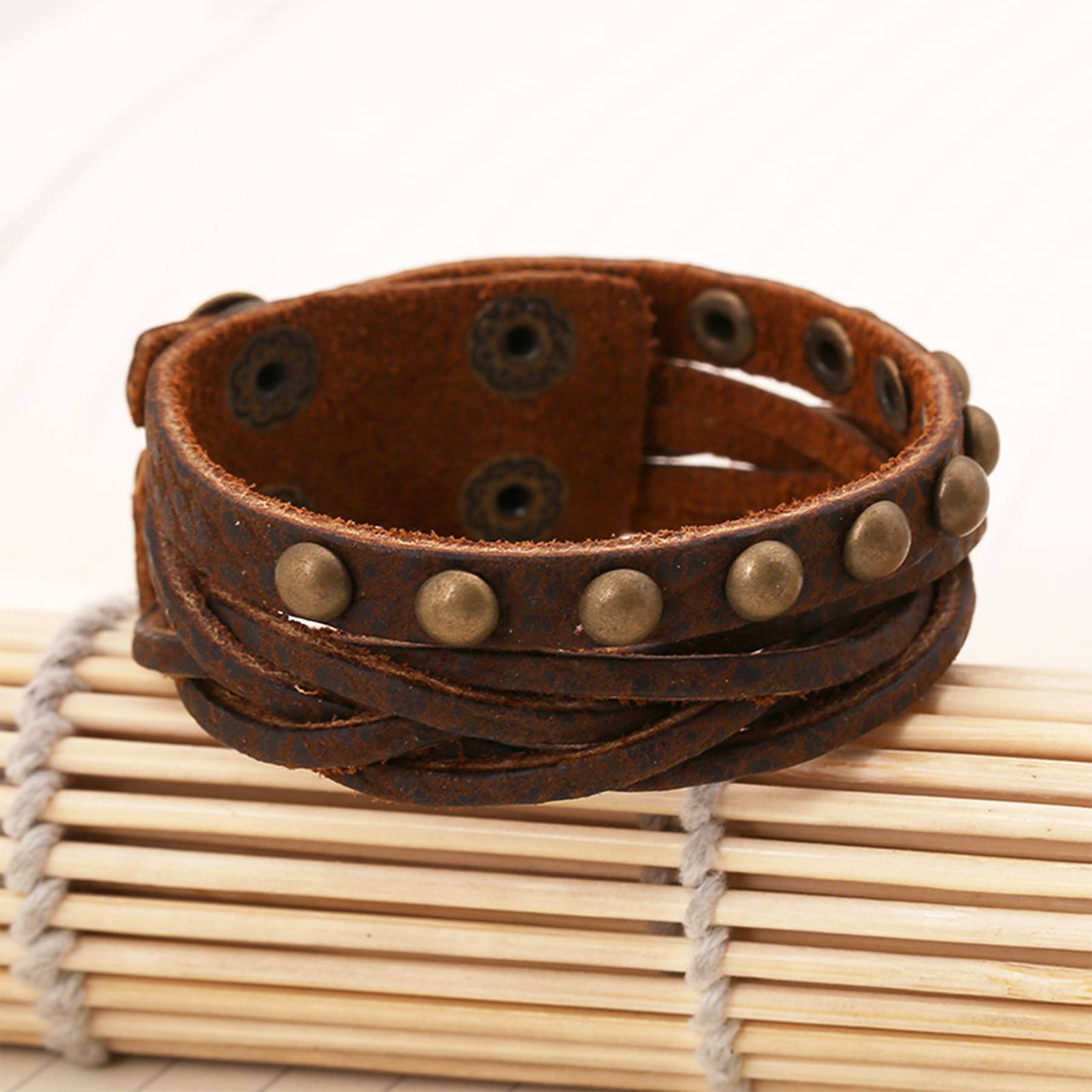 PU Vintage pebbled weave bracelet 5