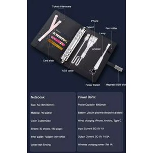 Wireless Charging Powerbank Notebook With Lamp 5