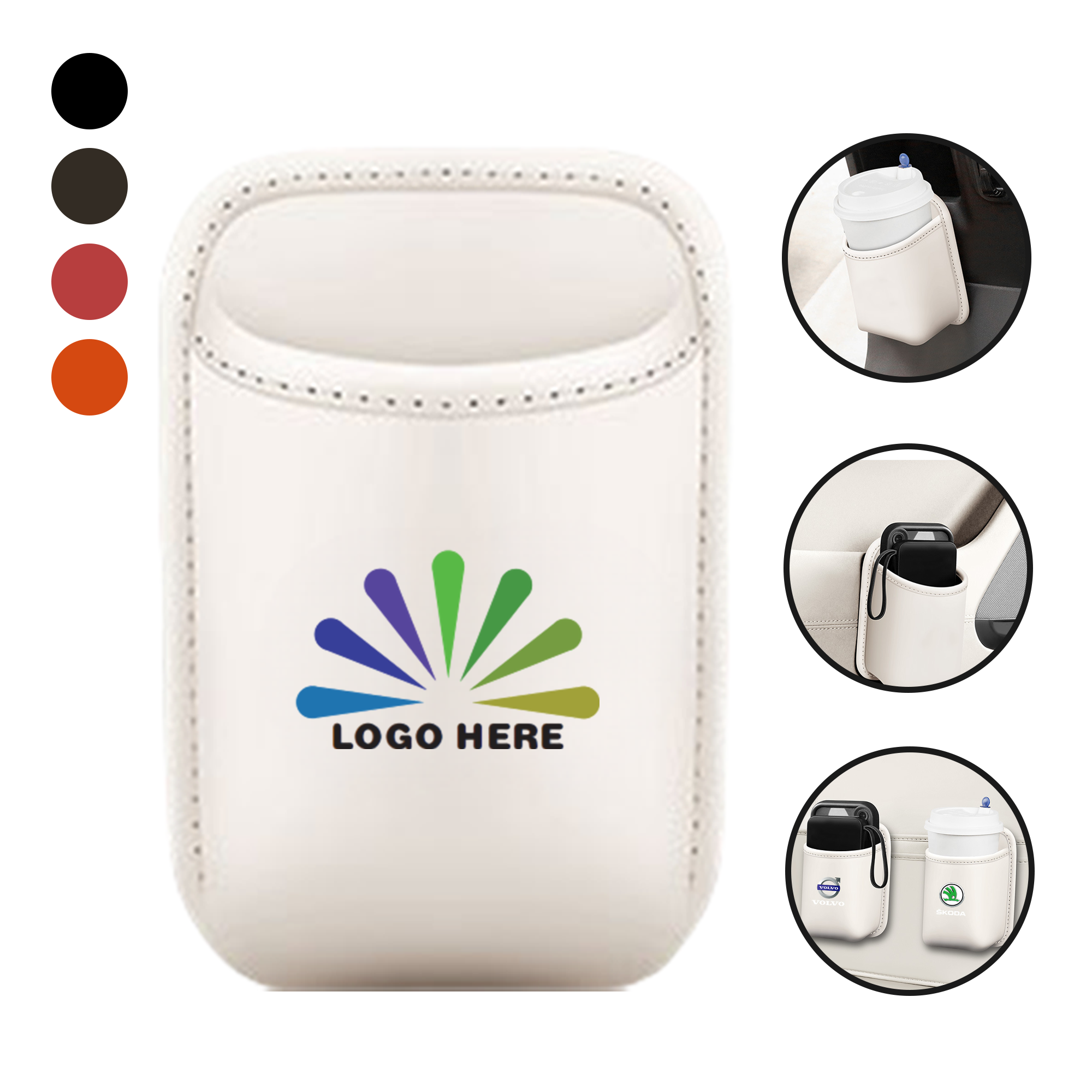Vehicle Leather Door Cup Holder 2
