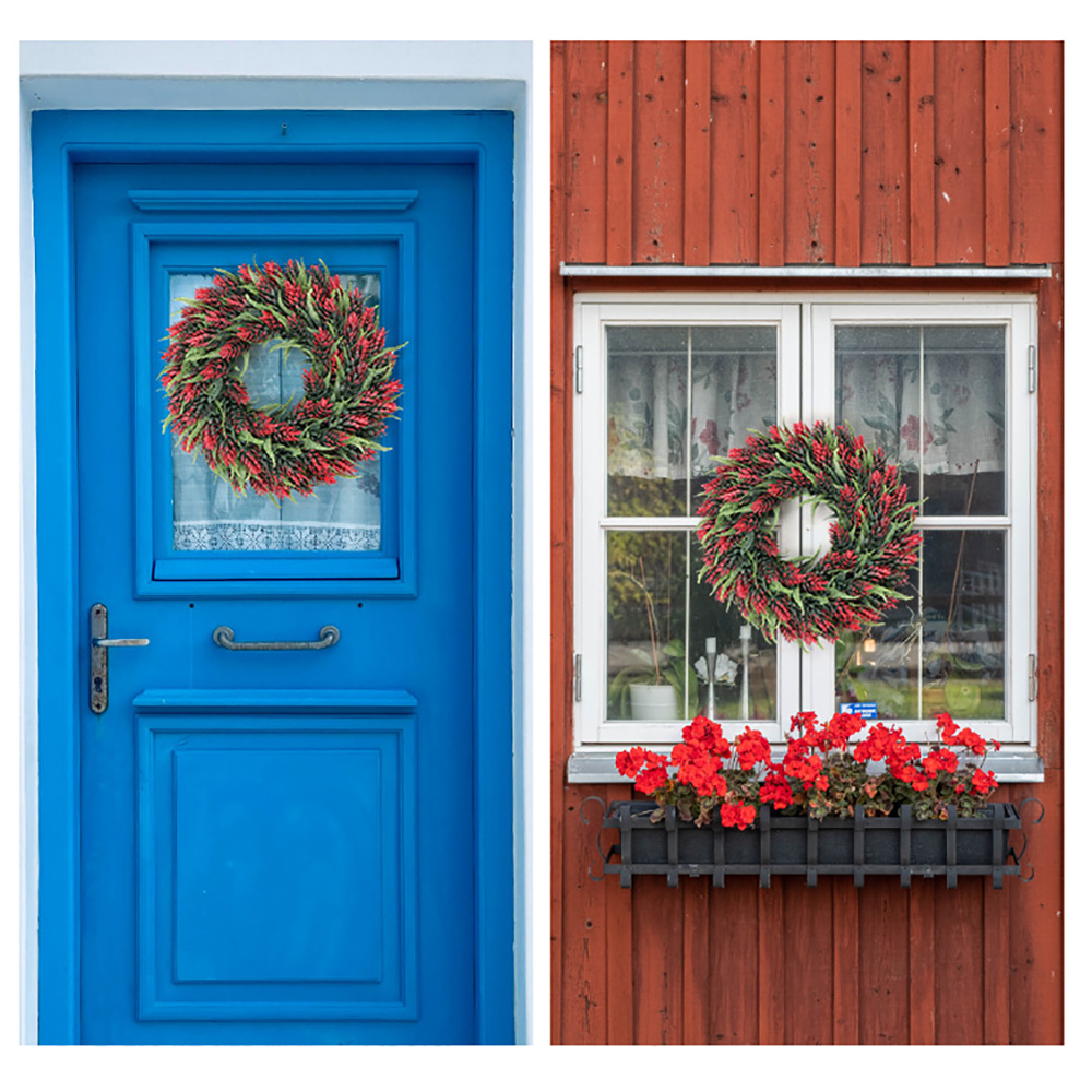 35cm Christmas Artificial Pine Cone Wreath Door Decoration 4