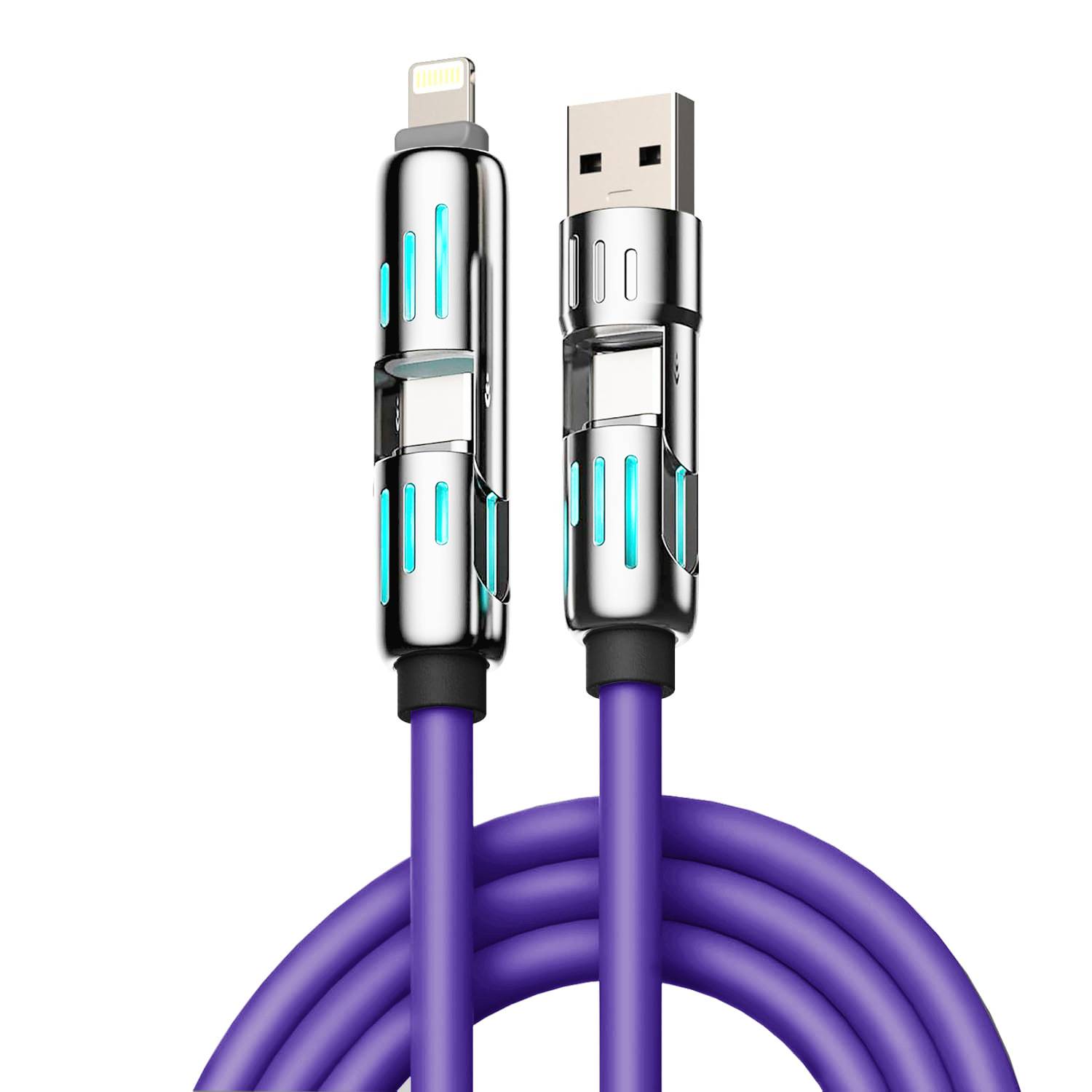240W 4-in-1 Fast Charging Cable with LED – TPE Material 5