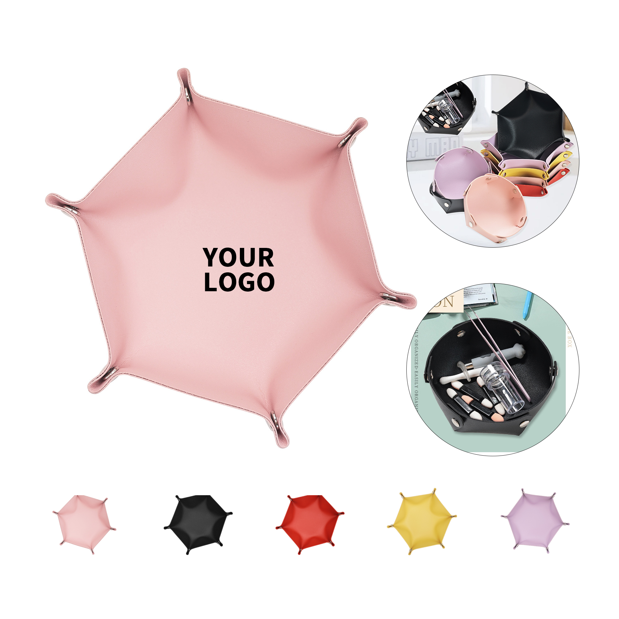 PU Leather Hexagon Cosmetic Storage Box 5