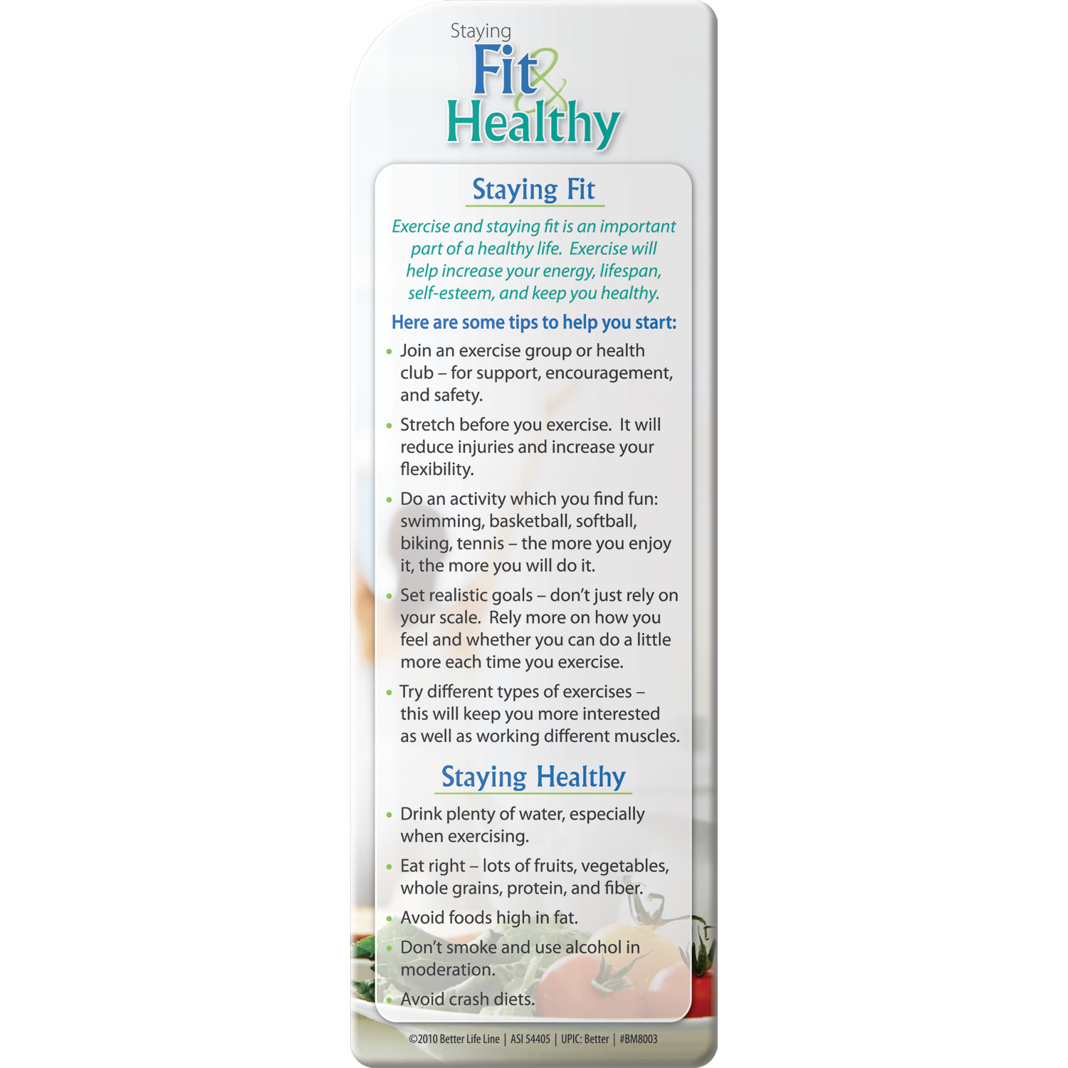Bookmark - Staying Fit and Healthy 2