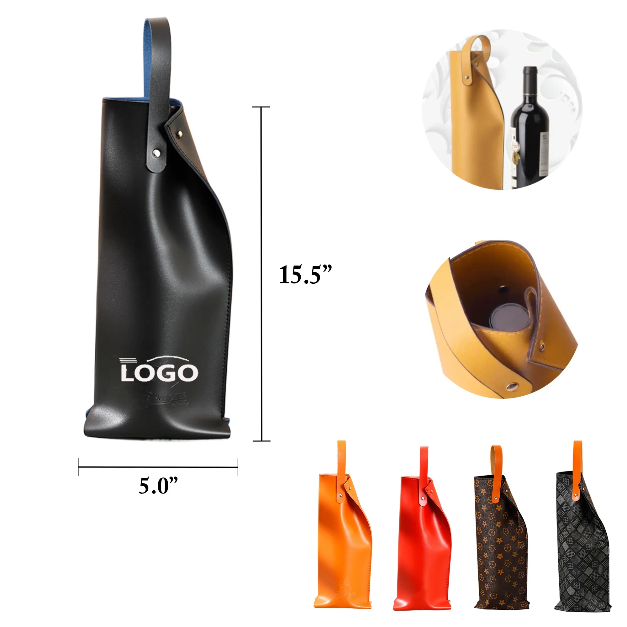 MOQ50 PU Leather Wine Tote Bag Gift Box 6