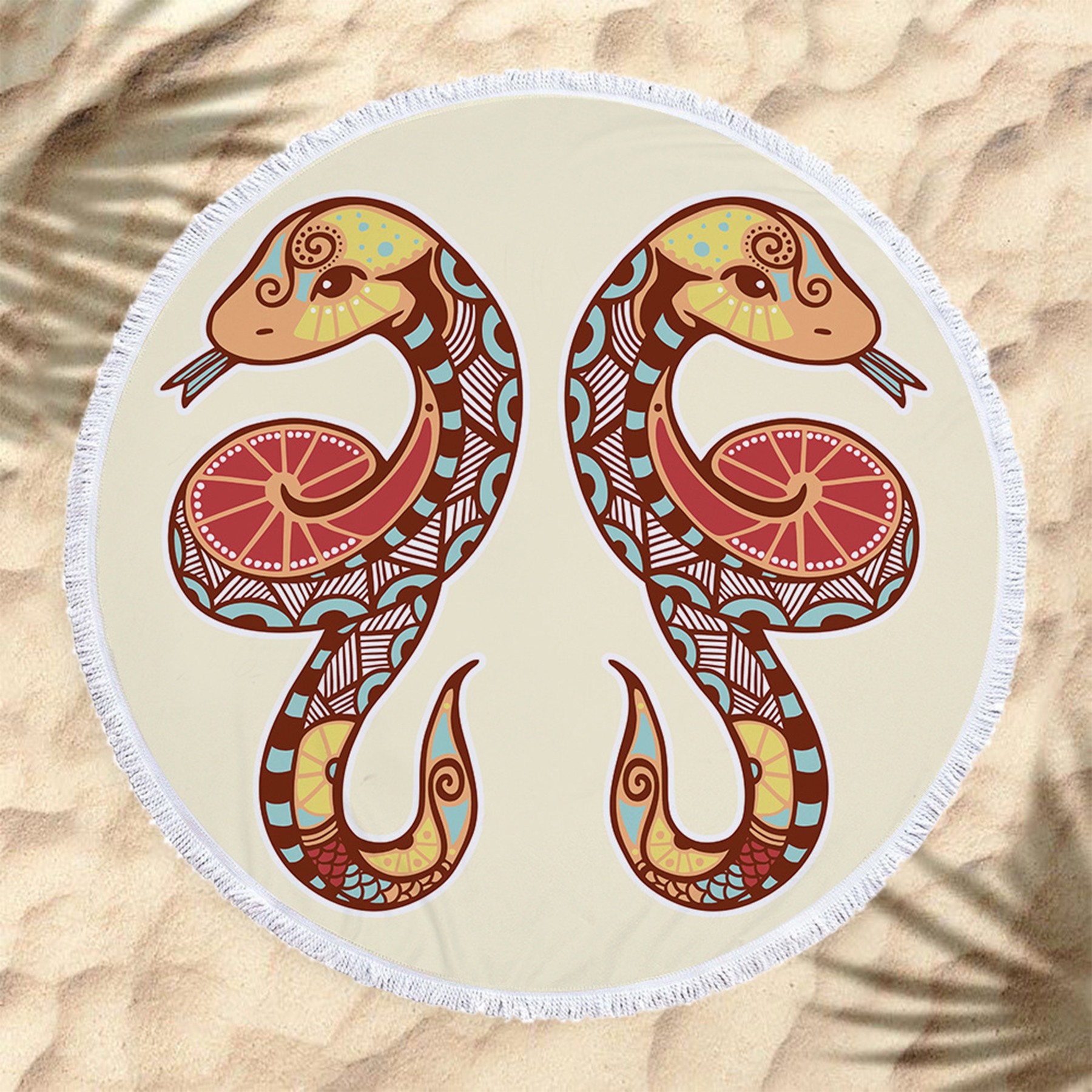 The Zodiac Printing Round Beach Towel With Tassels 9