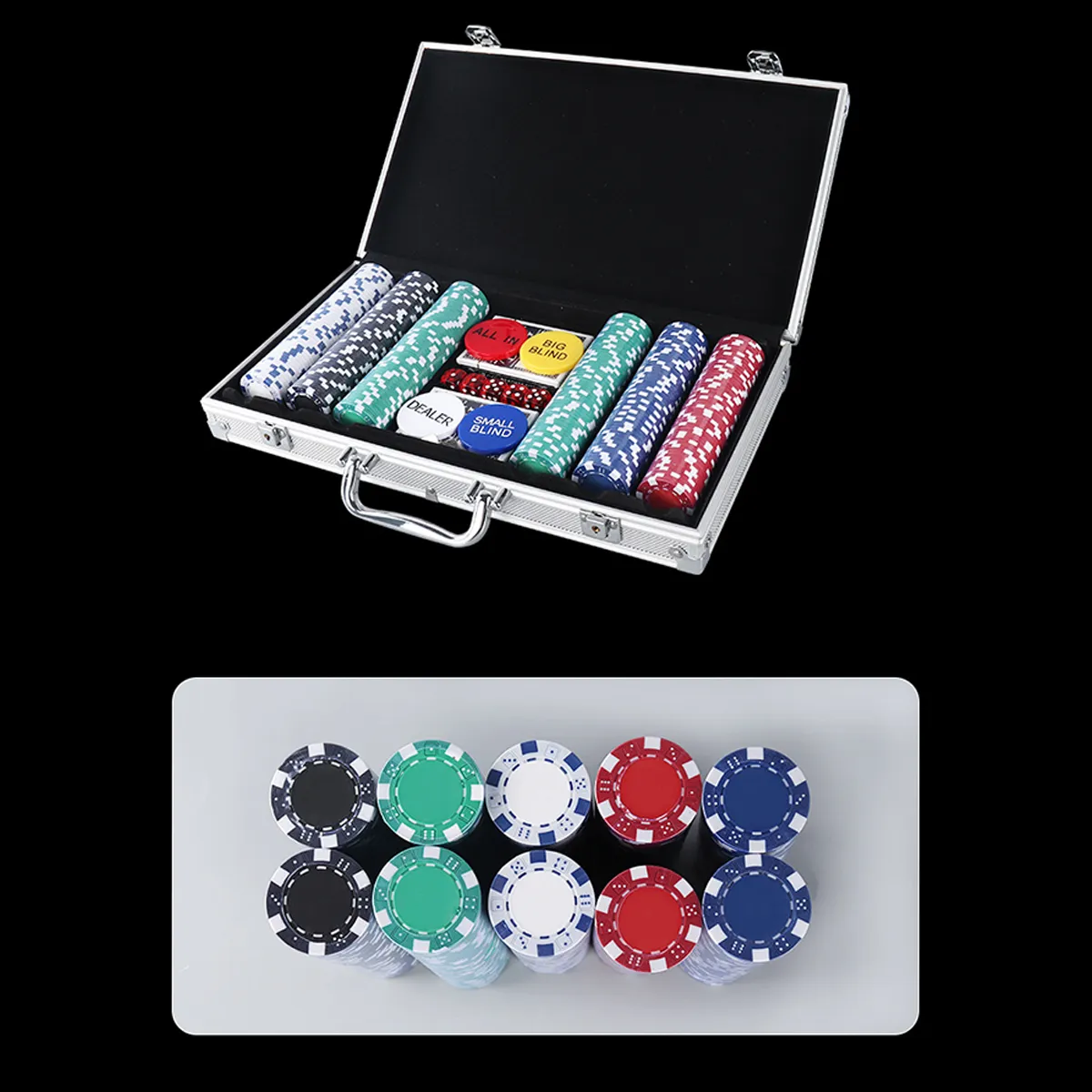 300 Piece Texas Chip Dice Poker Set With Cards 3