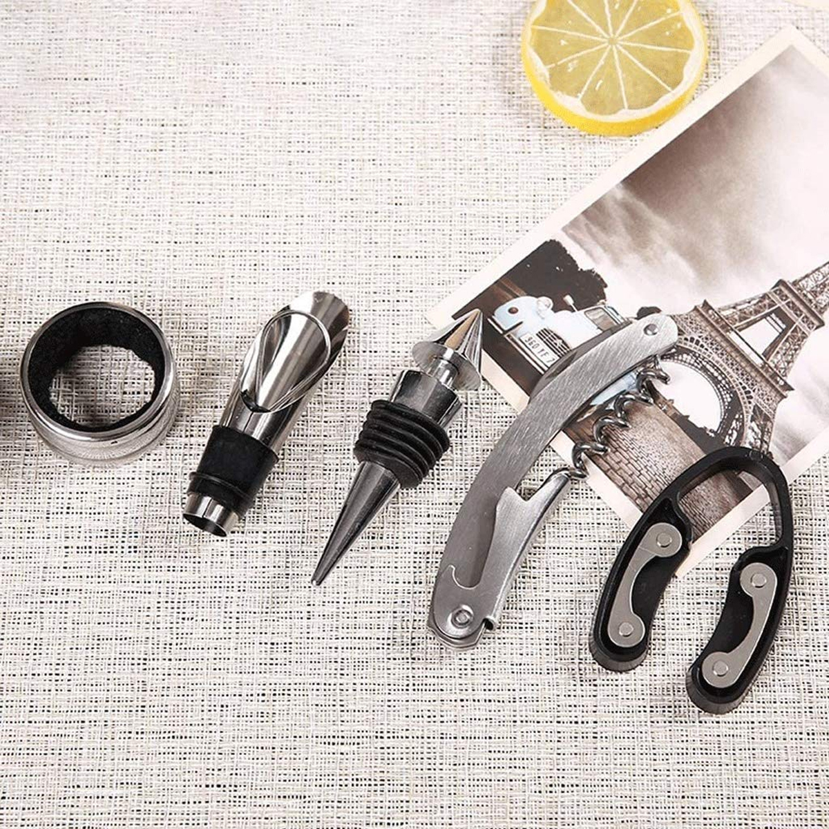 Champagne Bottle 5-Piece Wine Tool Set with Gift Case 6