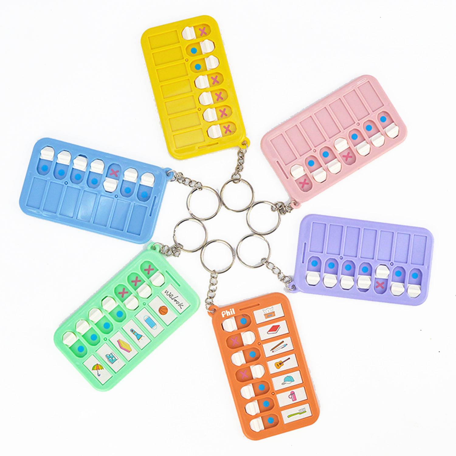 Kids Mini Reusable Time Management Daily Study Keychain