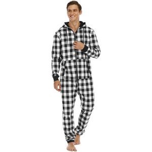 Men'S Flannel Checked Hooded Jumpsuit 2