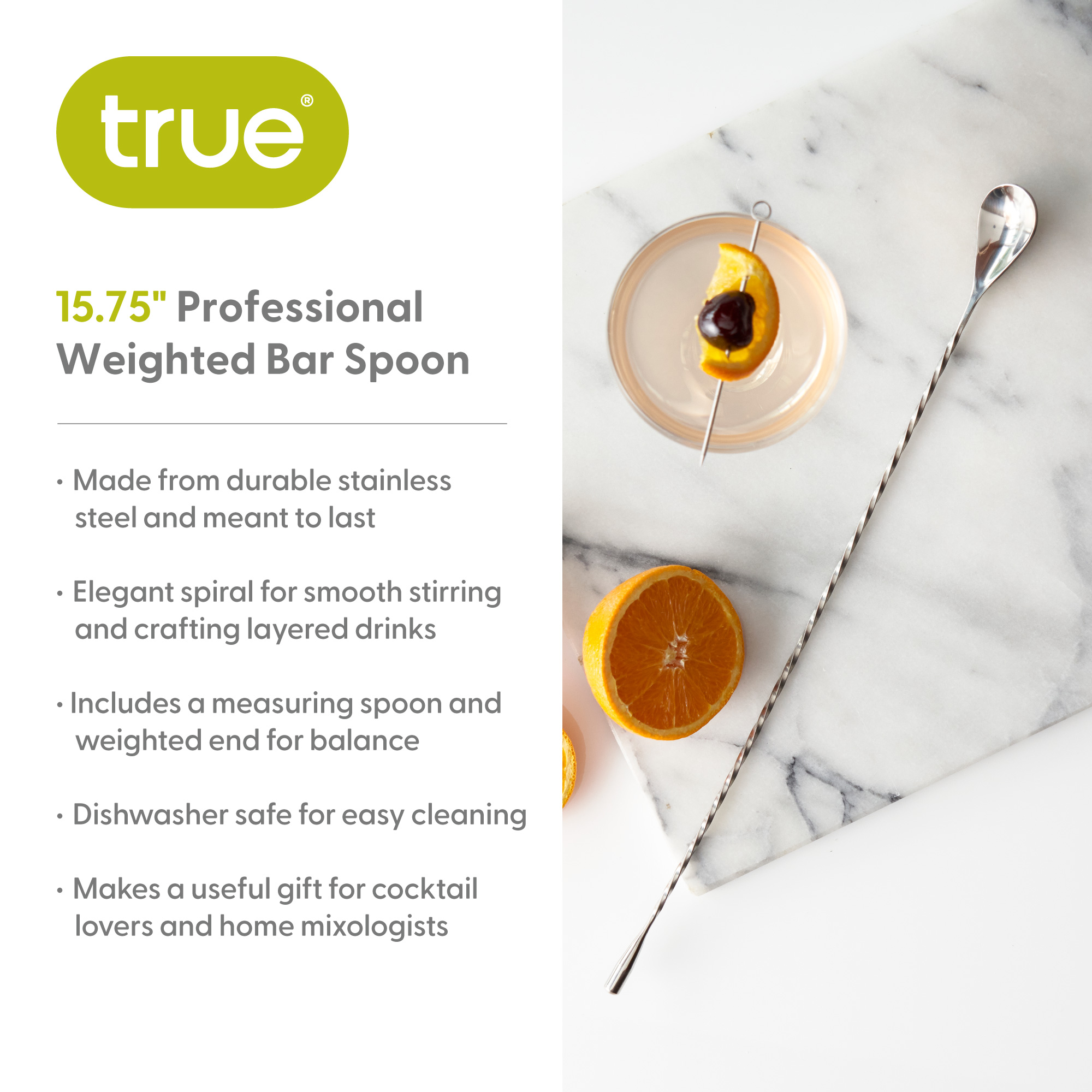 True® Twist Professional Weighted Bar Spoon 7