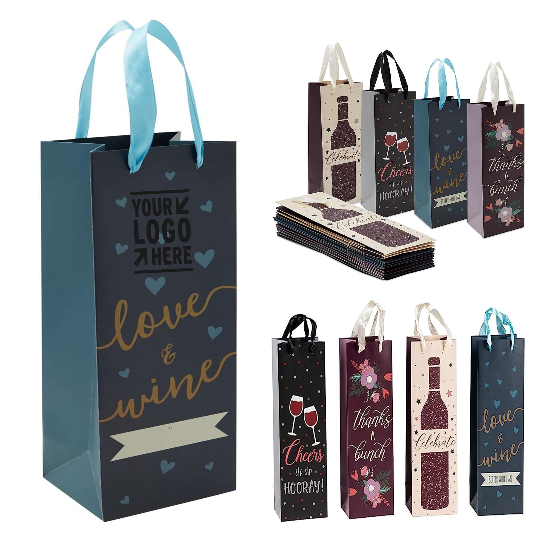 4.6 x 13.7 x 4 Inches Wine Bottle Gift Bag with Handle 3