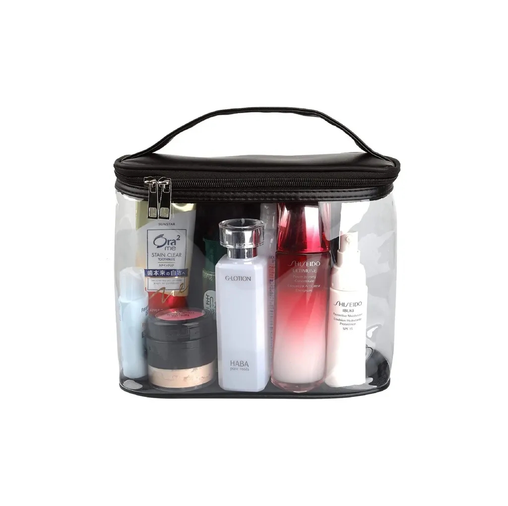 Transparent Makeup Cosmetic Bag with Zipper and Handle 3