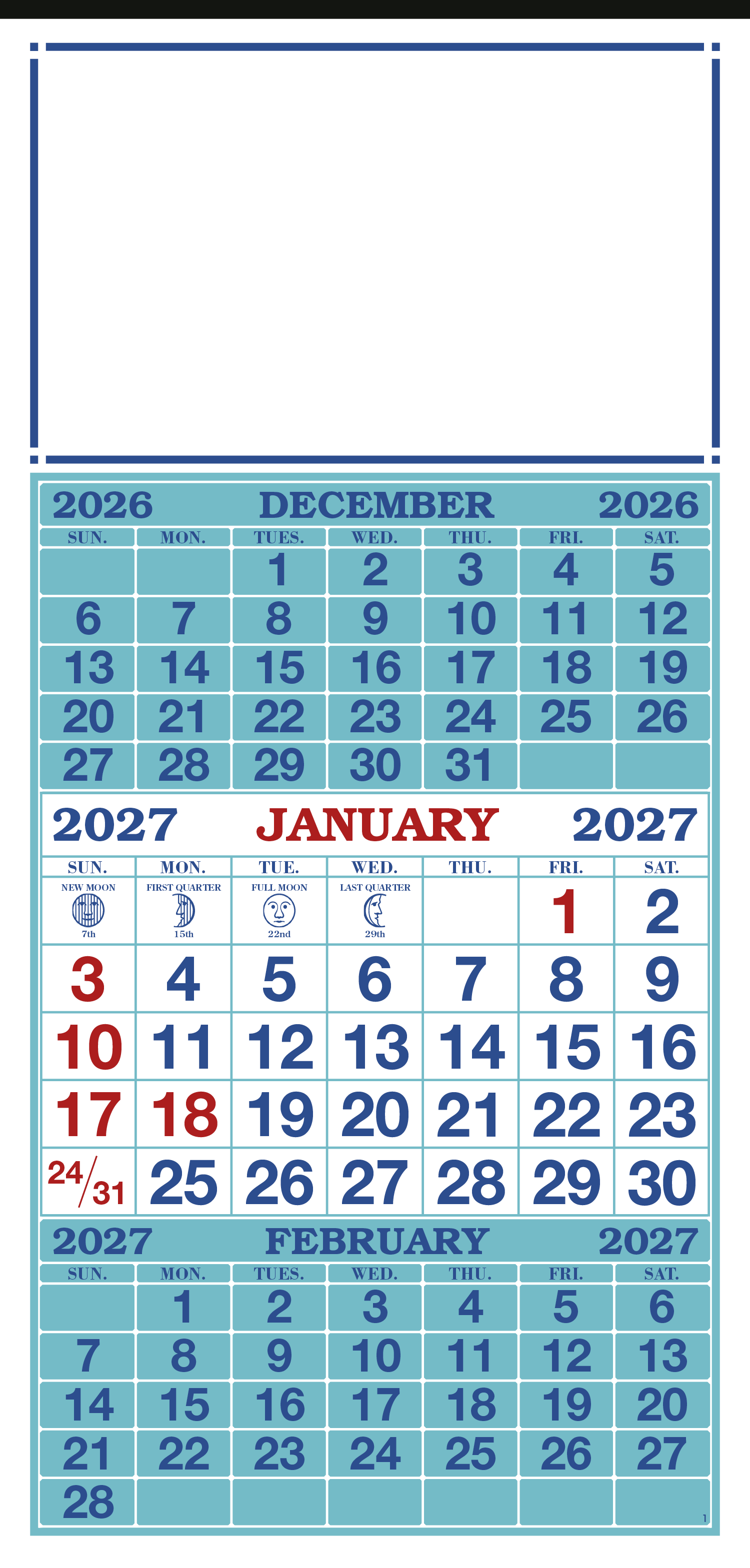 Skinner & Kennedy® 3-Month Display 12-Sheet Calendar 10