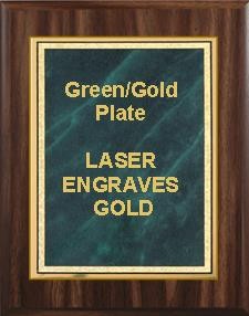 7" x 9" Walnut Finish Plaque with a Green Marble Mist Plate 2