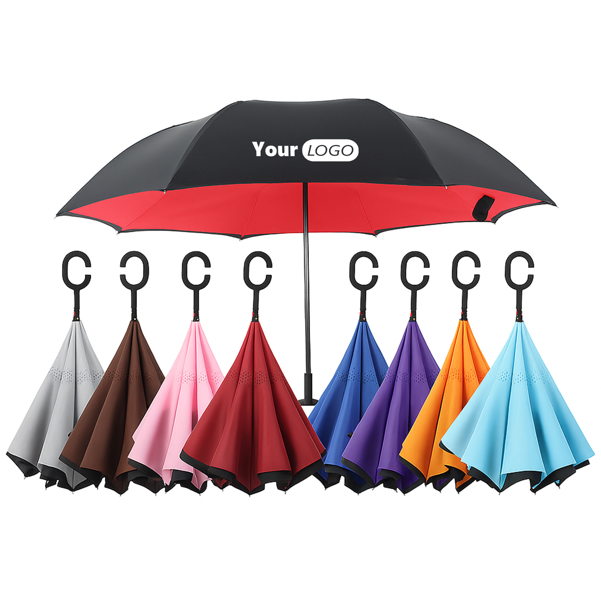 Double Layer Inverted Umbrella With C Handle 4