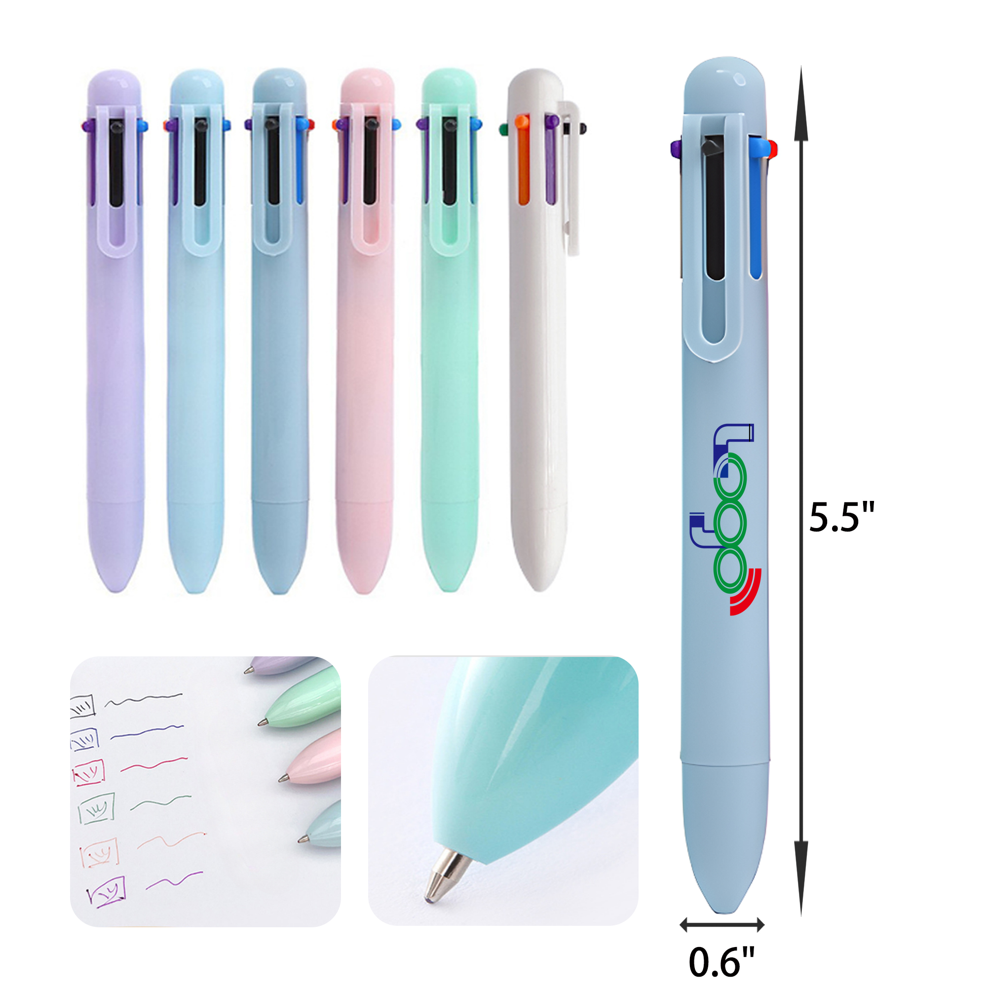 MOQ 50 PCS Retractable 6 Colors Ballpoint Pen 1
