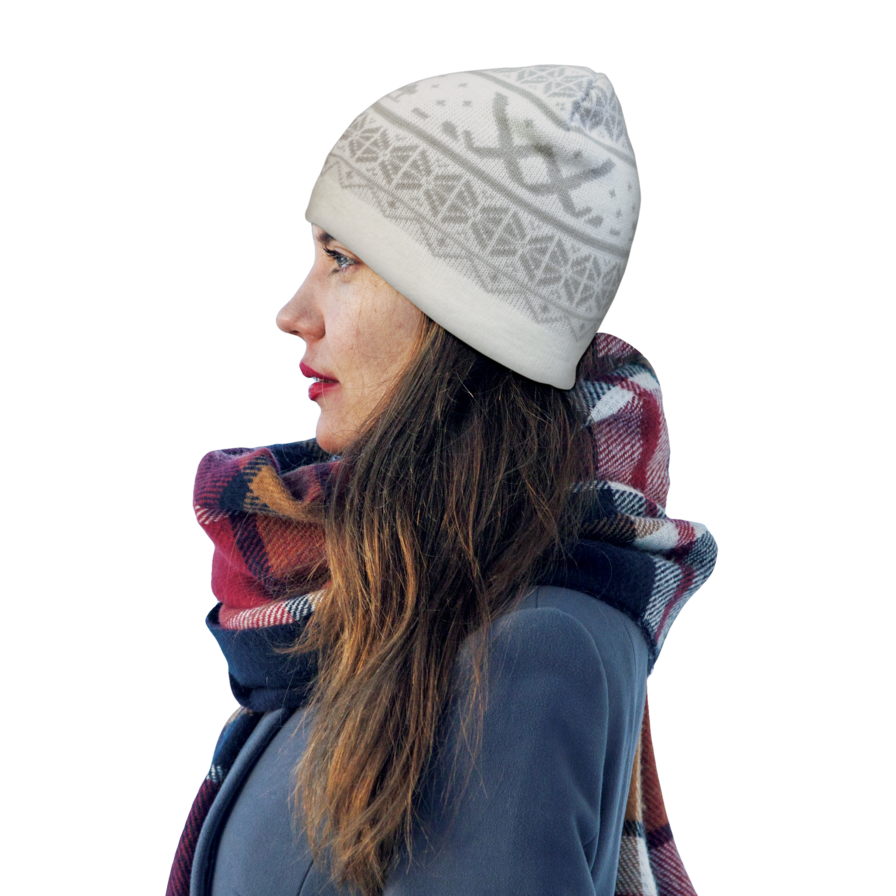 Knit Beanie with No Pom and No Cuff (Printed Logo) 4