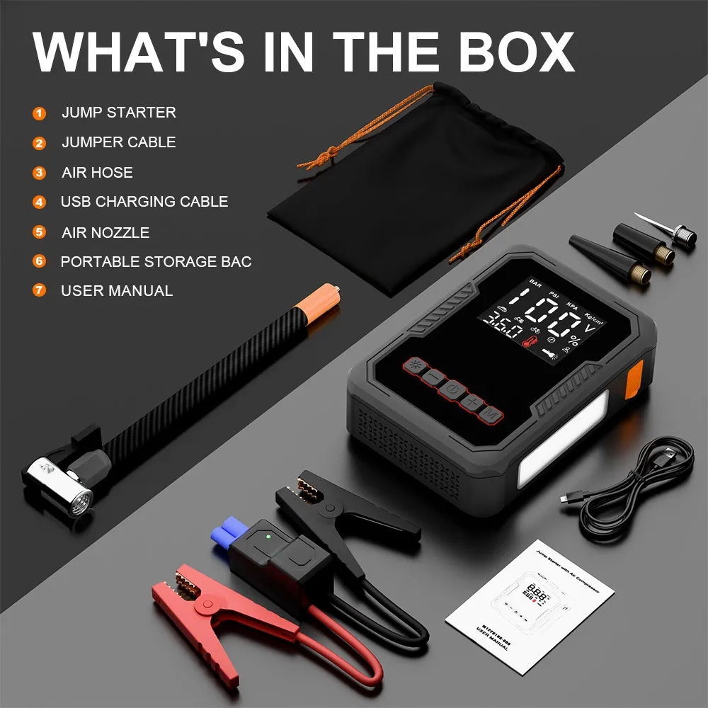 4-in-1 Smart Air Pump and Car Battery Jump Starter 6