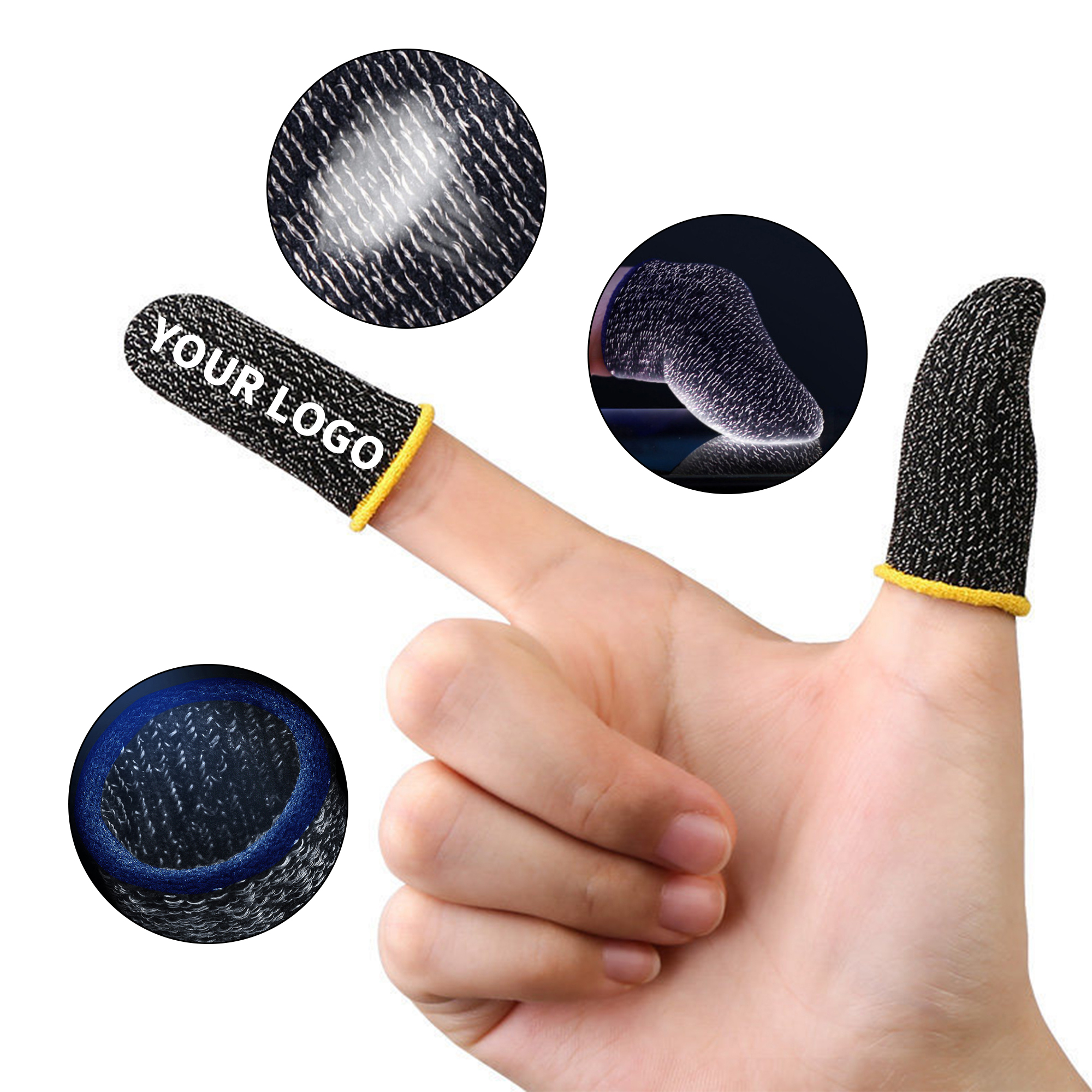 Conductive Touch Gaming Finger Sleeve Pair 1.77" Length x 0.98" Width 2