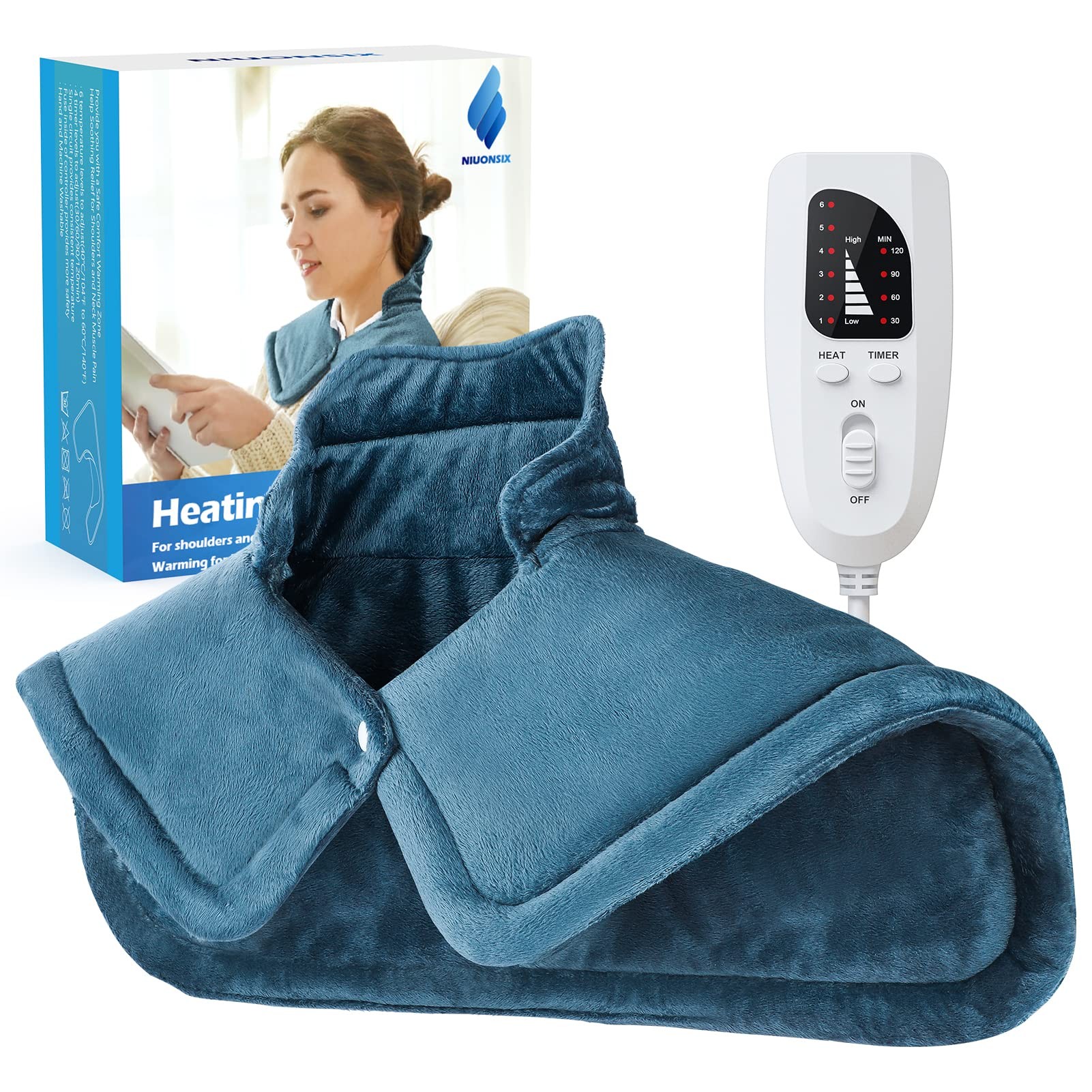 New Electrical Heating Pad for Neck and Shoulders Pain Relief - 6 Heat Levels, 4 Timer Settings 1