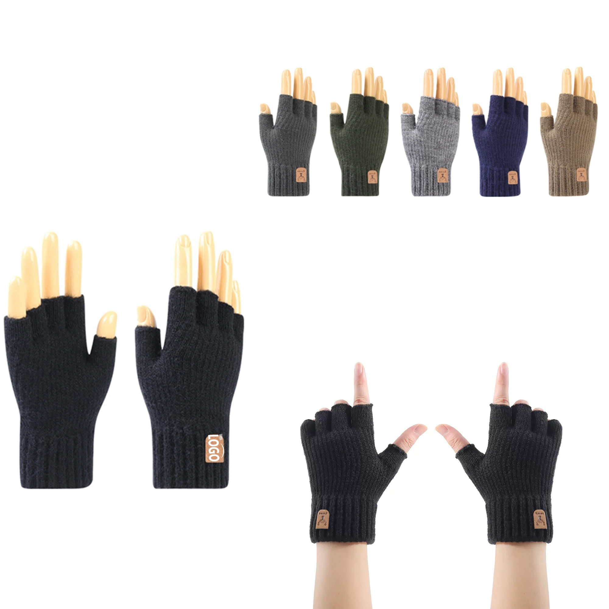 Knit Fingerless Gloves MOQ 10pcs 2