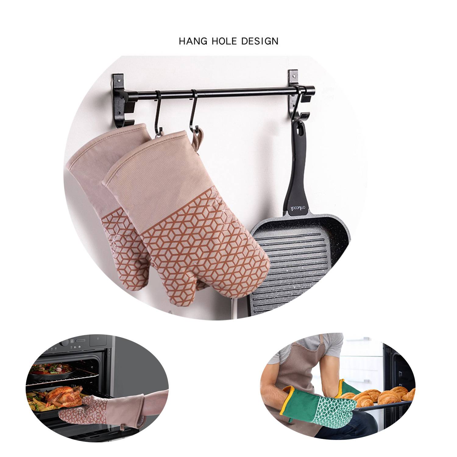 Silicone Oven Mitts Insulation Gloves Pot Holder 3