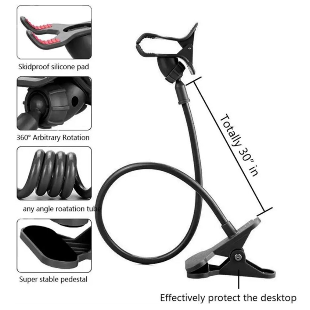 Flexible Table Phone Holder Bed Mount Clip Bracket 3