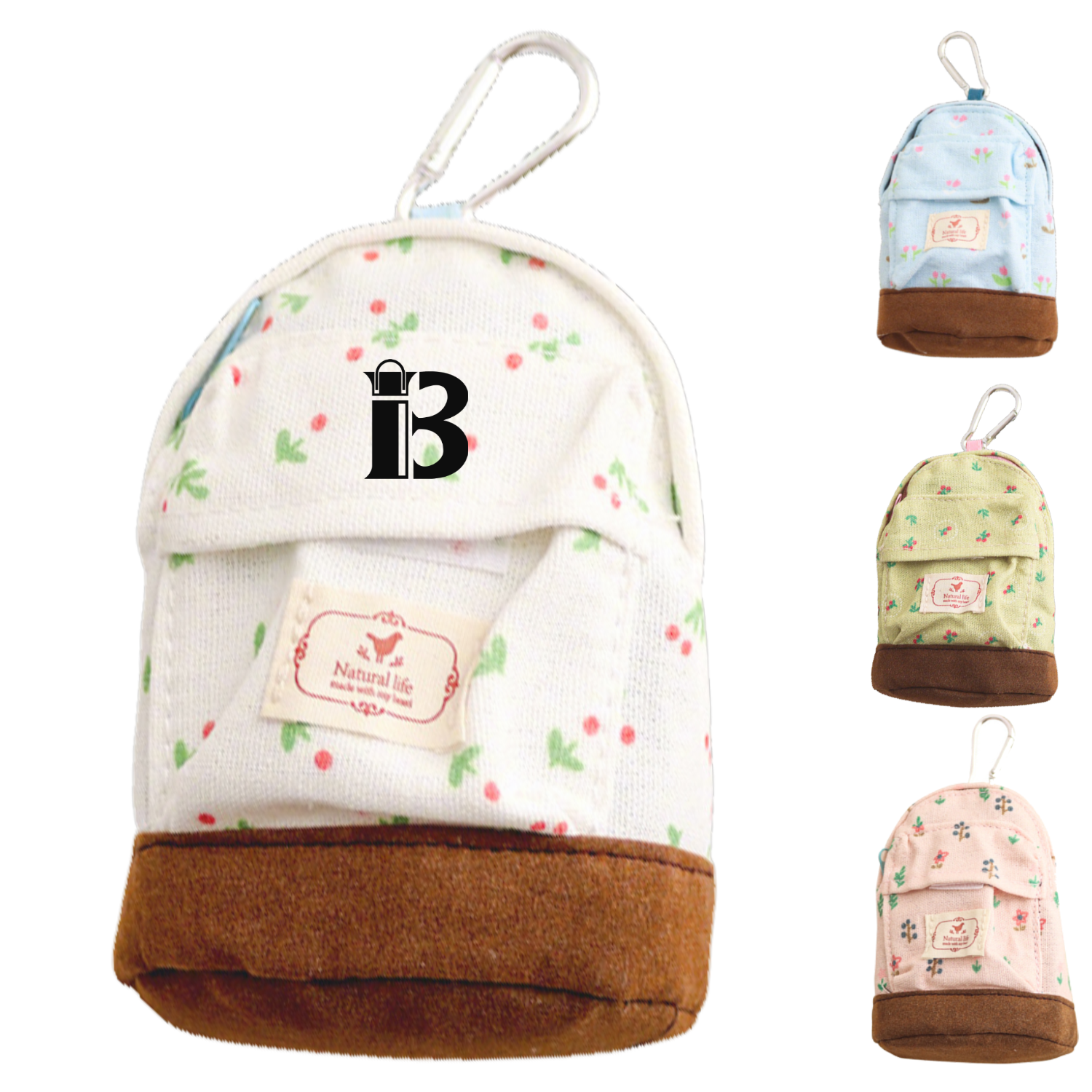 Canvas Mini Backpack Coin Purse w/ Carabiner 9