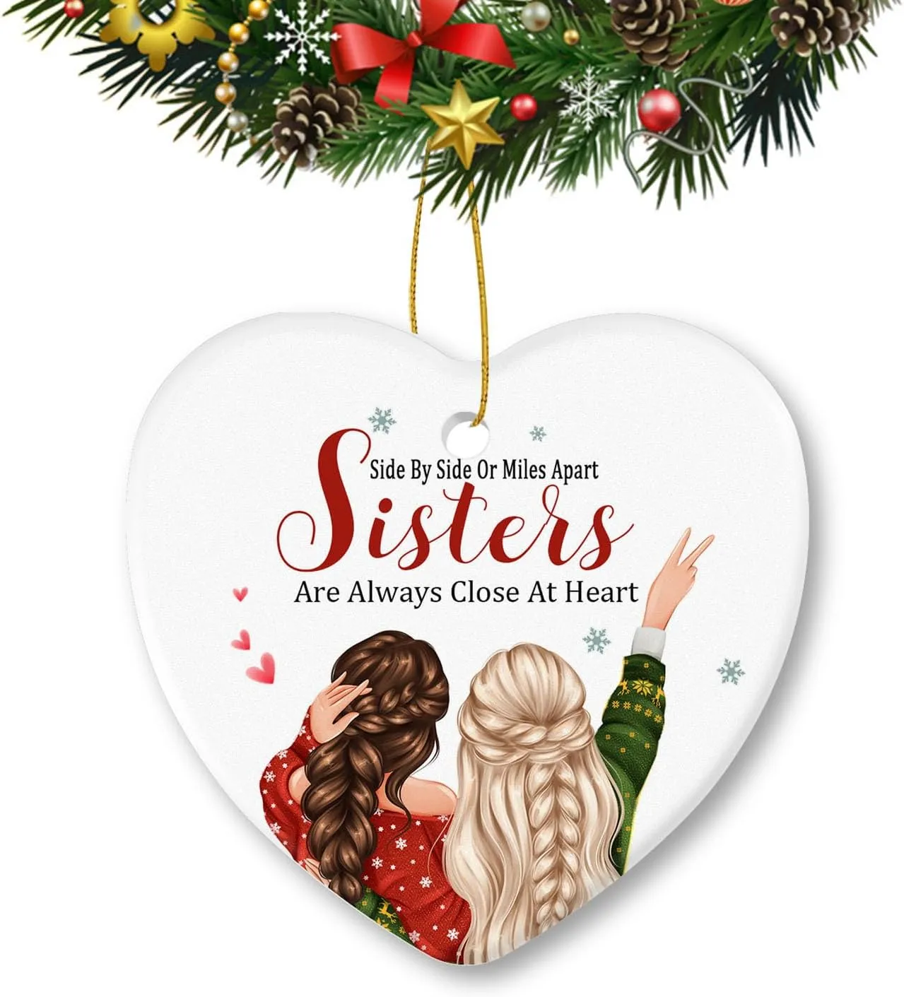Heart Shape Ceramic Christmas Ornament 5